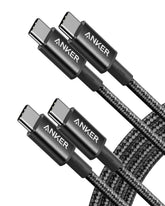 USB-C to USB-C Cable 6ft Braided 100W 2-Pack Black