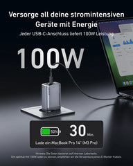 Anker Prime 100W GaN Charger (3 Ports) + Anker Prime 240W USB-C to USB-C Cable (Upcycled Braided Design)