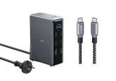 Anker Prime Charging Station (14-in-1, Dual Display, 160W) + Anker Prime USB-C to USB-C Cable (0.9m, 240W, Upcycled Braided Design)