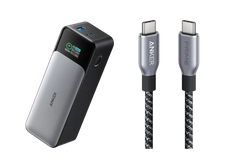 Anker 737 Powerbank (PowerCore 24K) + Anker Prime USB-C auf USB-C Kabel (0.9m, 240W, Upcycled-Flechtdesign)