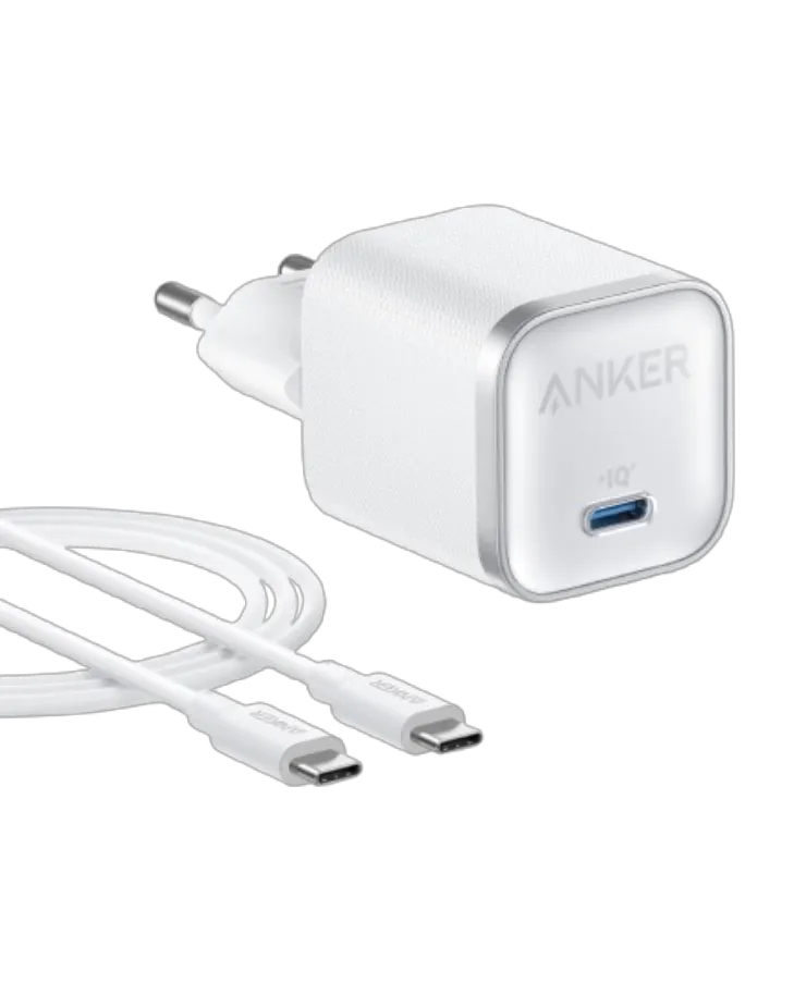 Anker Prime Power Bank 20,000mAh (200W) + Anker Nano Charger (45W) with USB-C to USB-C Cable