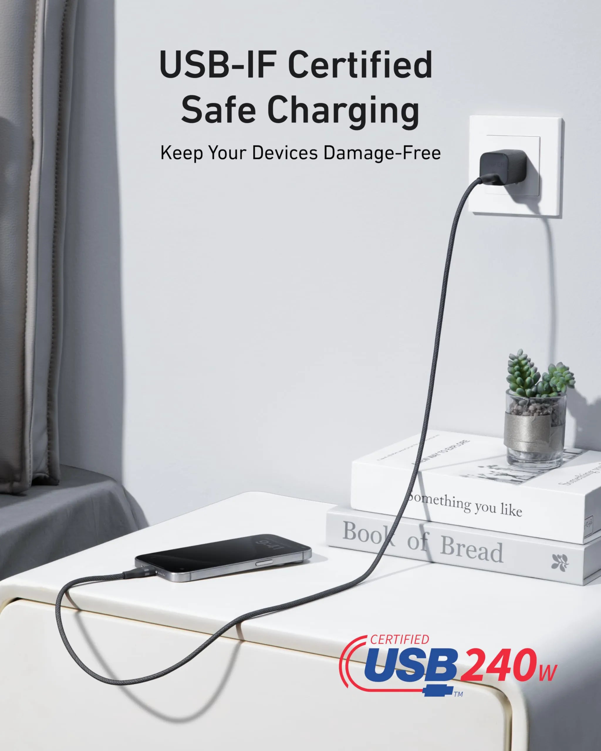 Anker PowerBank for Laptop (25,000 mAh, 165W, Built-in Retractable Cables) + Anker USB-C to USB-C Cable (240W, Recycled Braided)