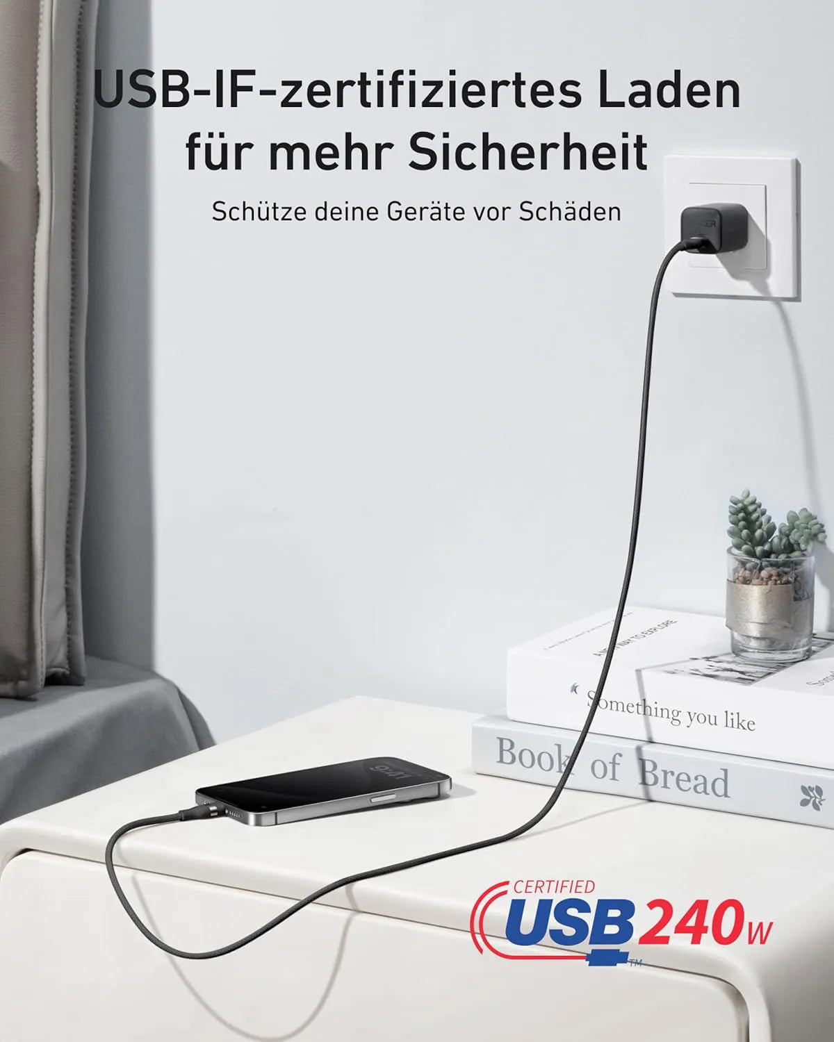 Anker USB-C to USB-C Cable (180cm, 240W, Upcycled Braided) + Anker USB-C to USB-C Cable (90cm, 240W, Upcycled Braided)