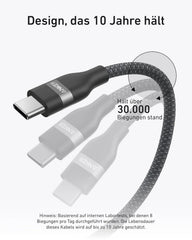 Anker USB-C to USB-C Cable (180cm, 240W, Upcycled Braided) + Anker USB-C to USB-C Cable (90cm, 240W, Upcycled Braided)