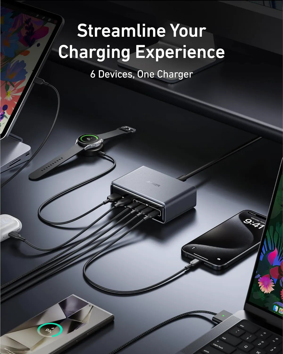 Anker Zolo Power Bank (20,000 mAh, 30 W) and Anker Prime Charging Station (200 W, 6 Ports, GaN)