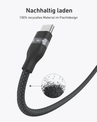 Anker USB-C to USB-C Cable (0.9m/1.8m, 240W, Upcycled Braided)