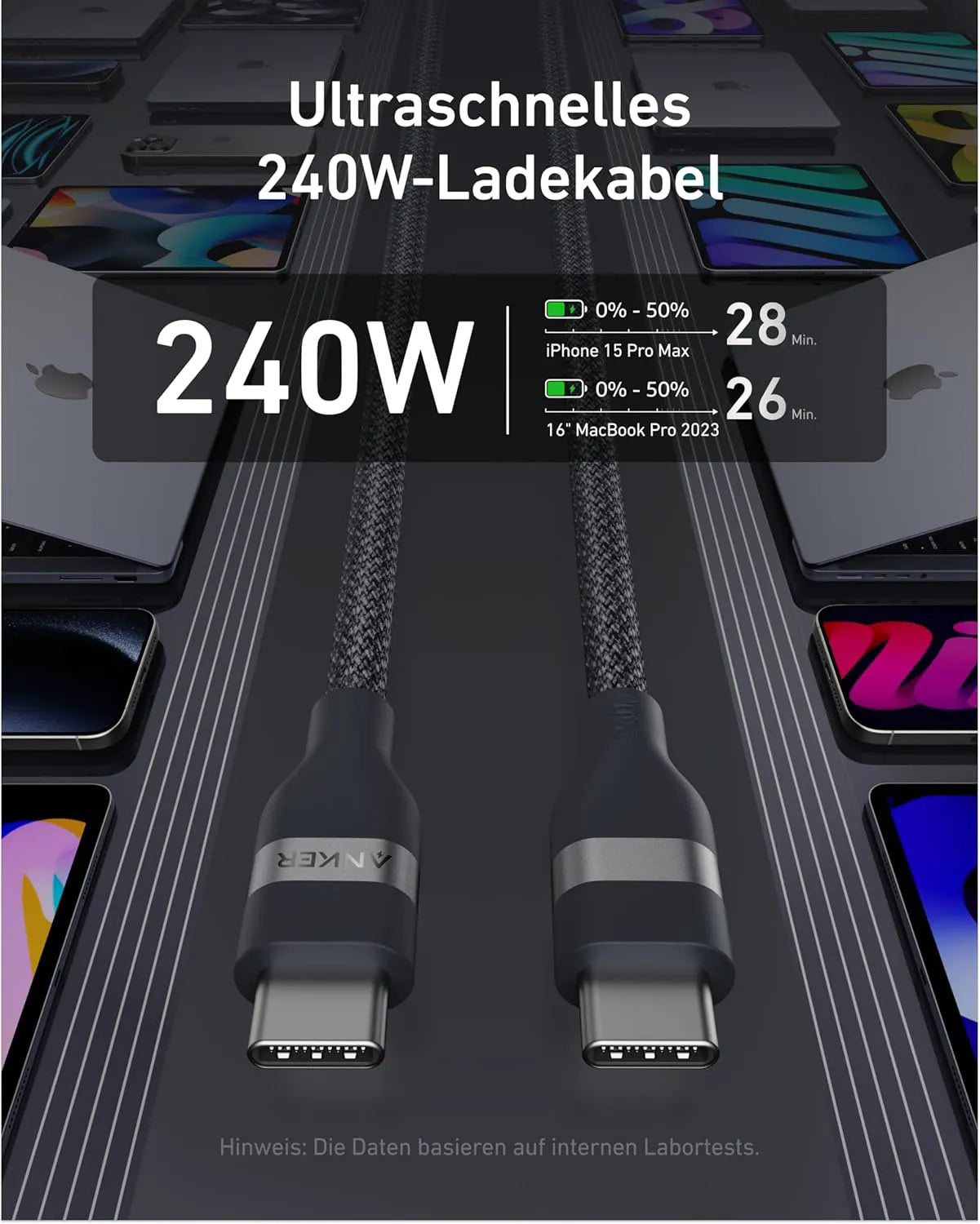 Anker USB-C to USB-C Cable (0.9m/1.8m, 240W, Upcycled Braided)