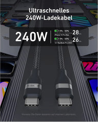 Anker USB-C to USB-C Cable (0.9m/1.8m, 240W, Upcycled Braided)