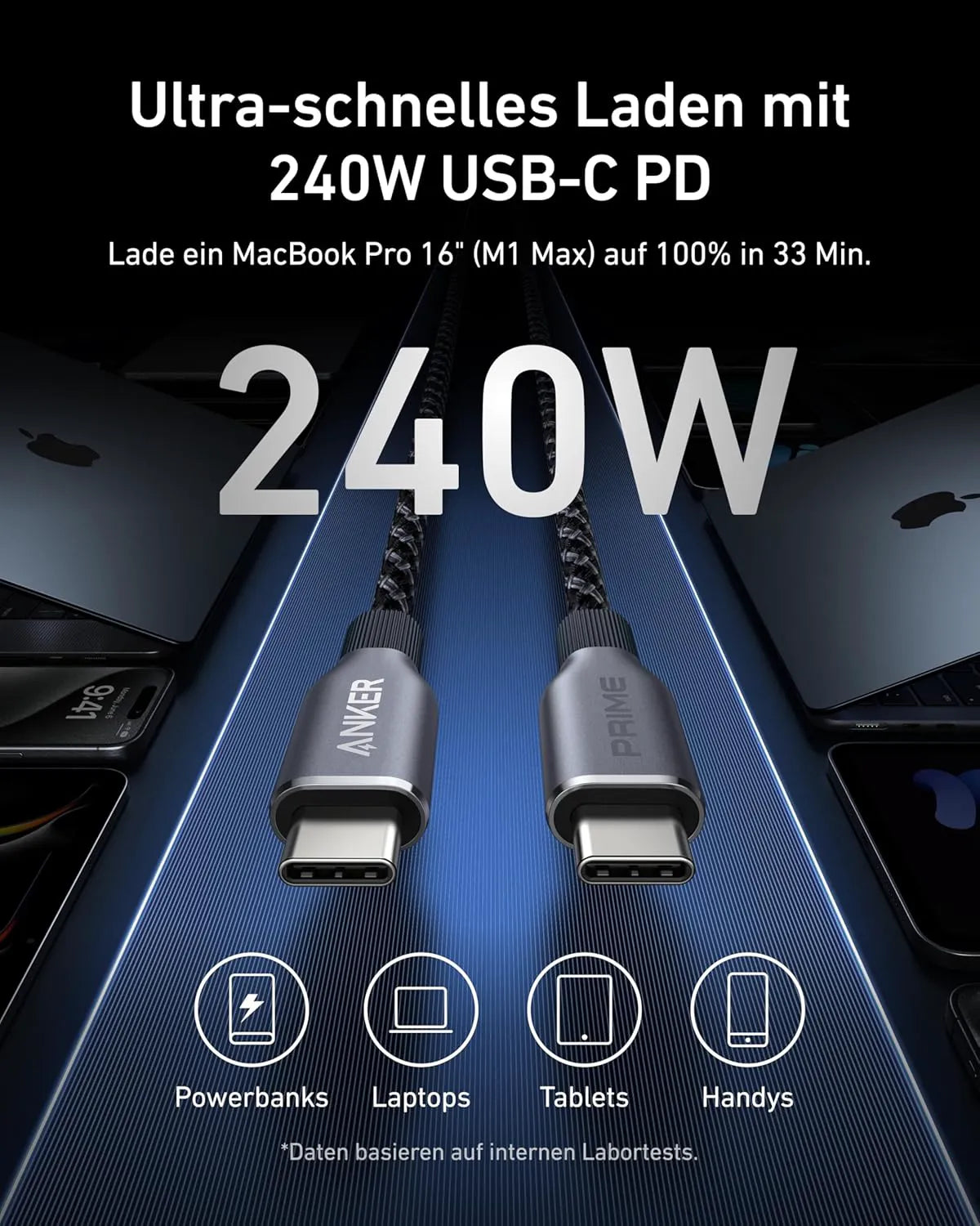 Anker Prime USB-C to USB-C Cable (240W, Upcycled Braided Design)