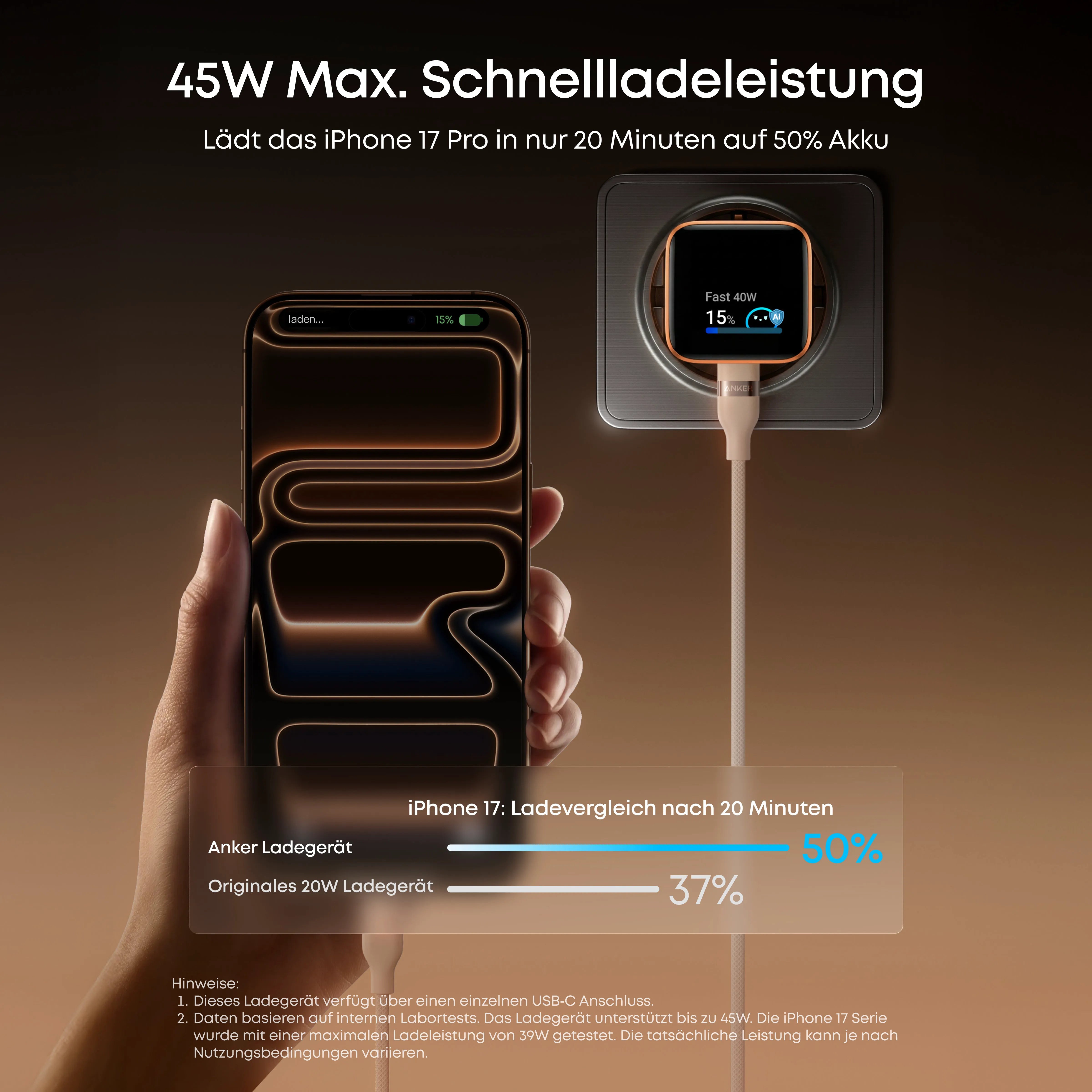 Anker Nano Charger (45W, Smart Display)