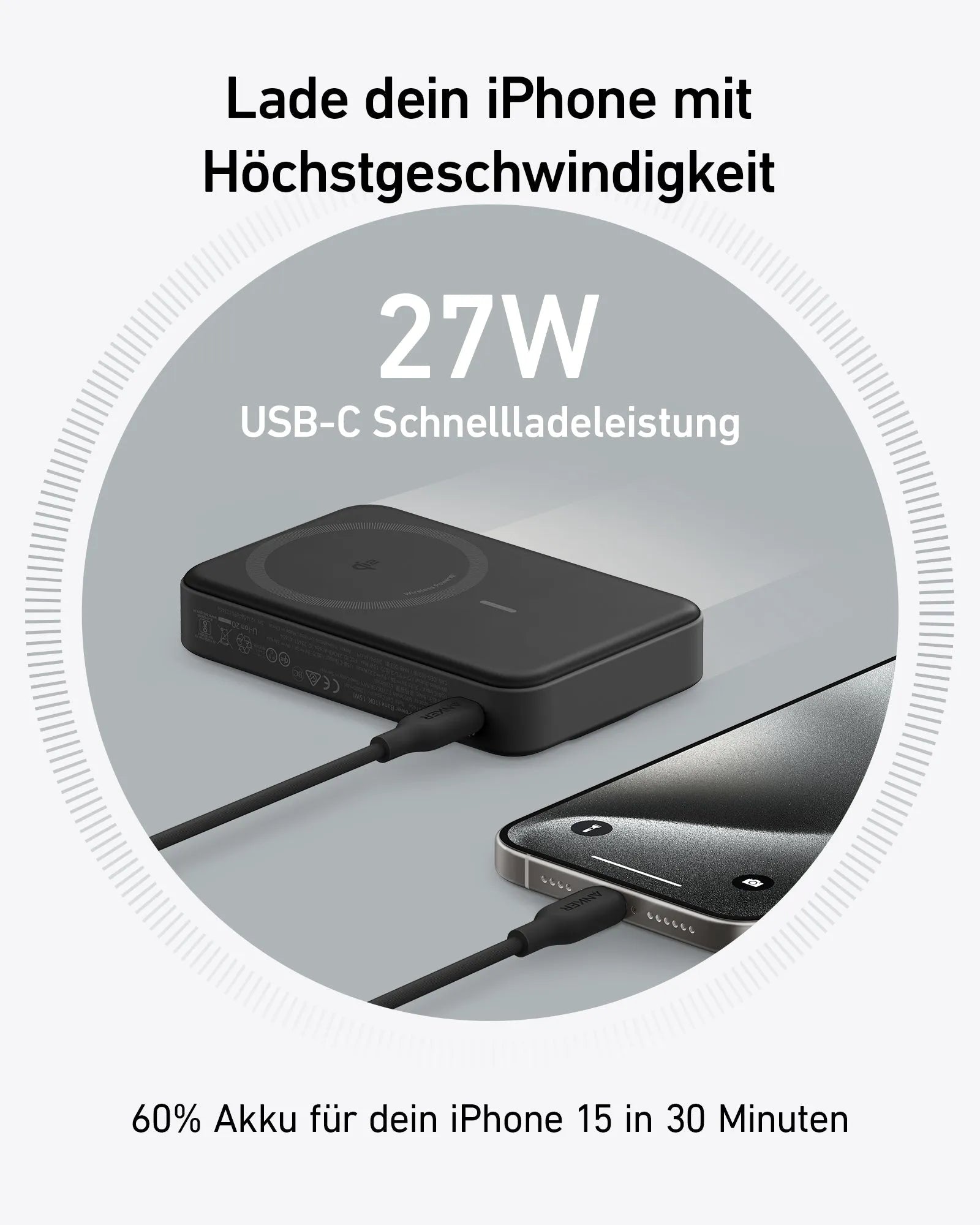 Anker MagGo Power Bank 10K, 10000mAh Slim Portable Charger