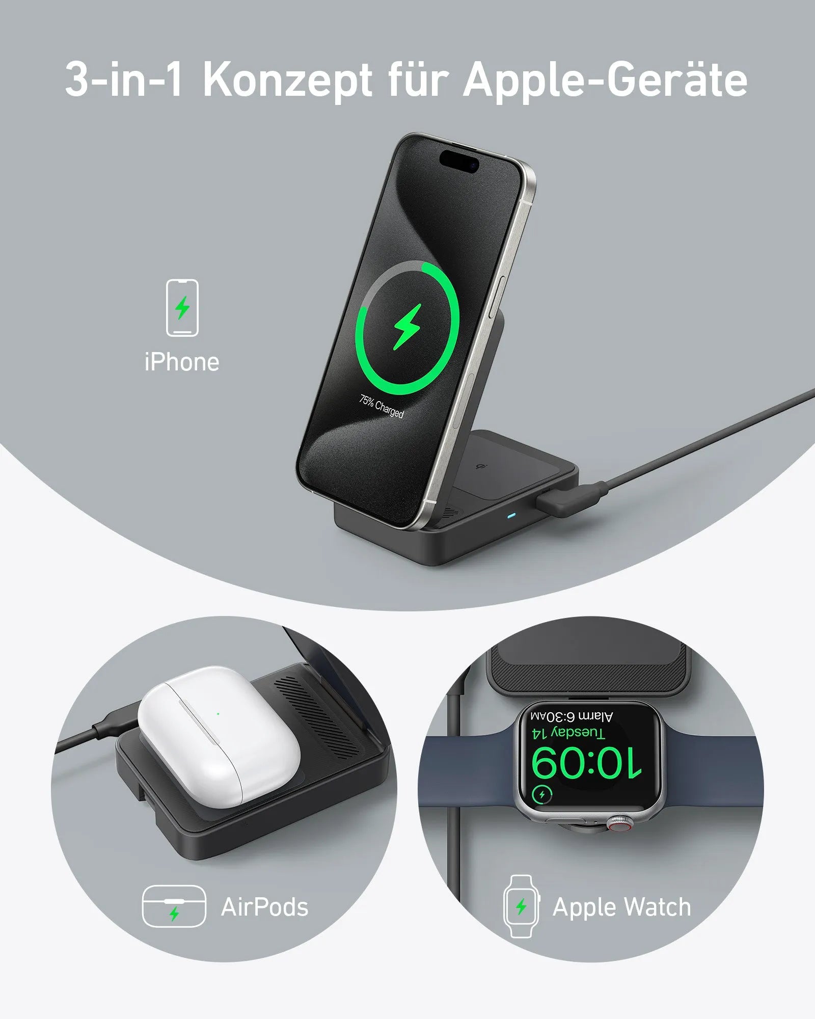 Anker MagGo Wireless Charging Station (Foldable 3-in-1) + Anker MagGo Power Bank (10K)