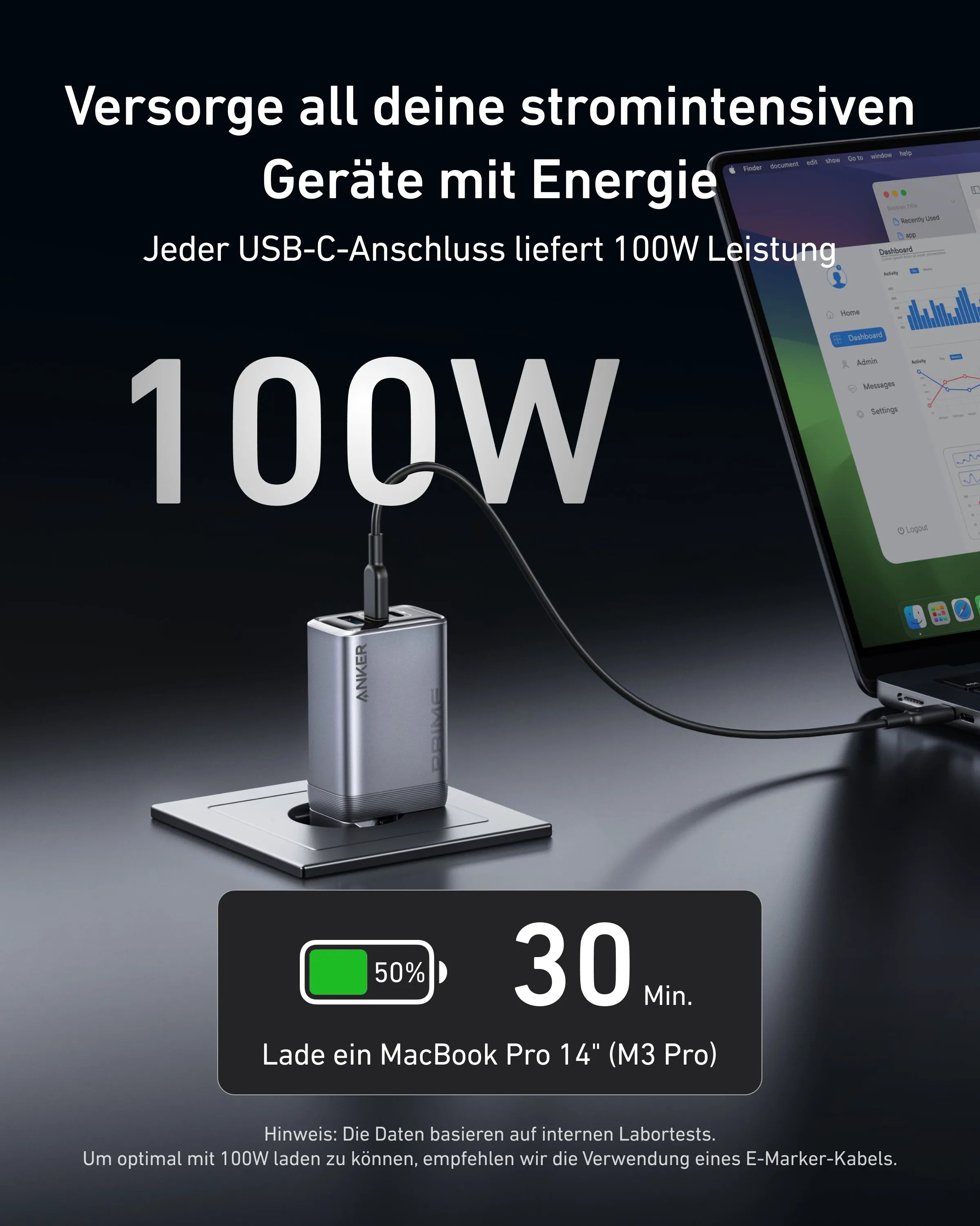 Anker Prime Charger (100W, 3 Ports, GaN)