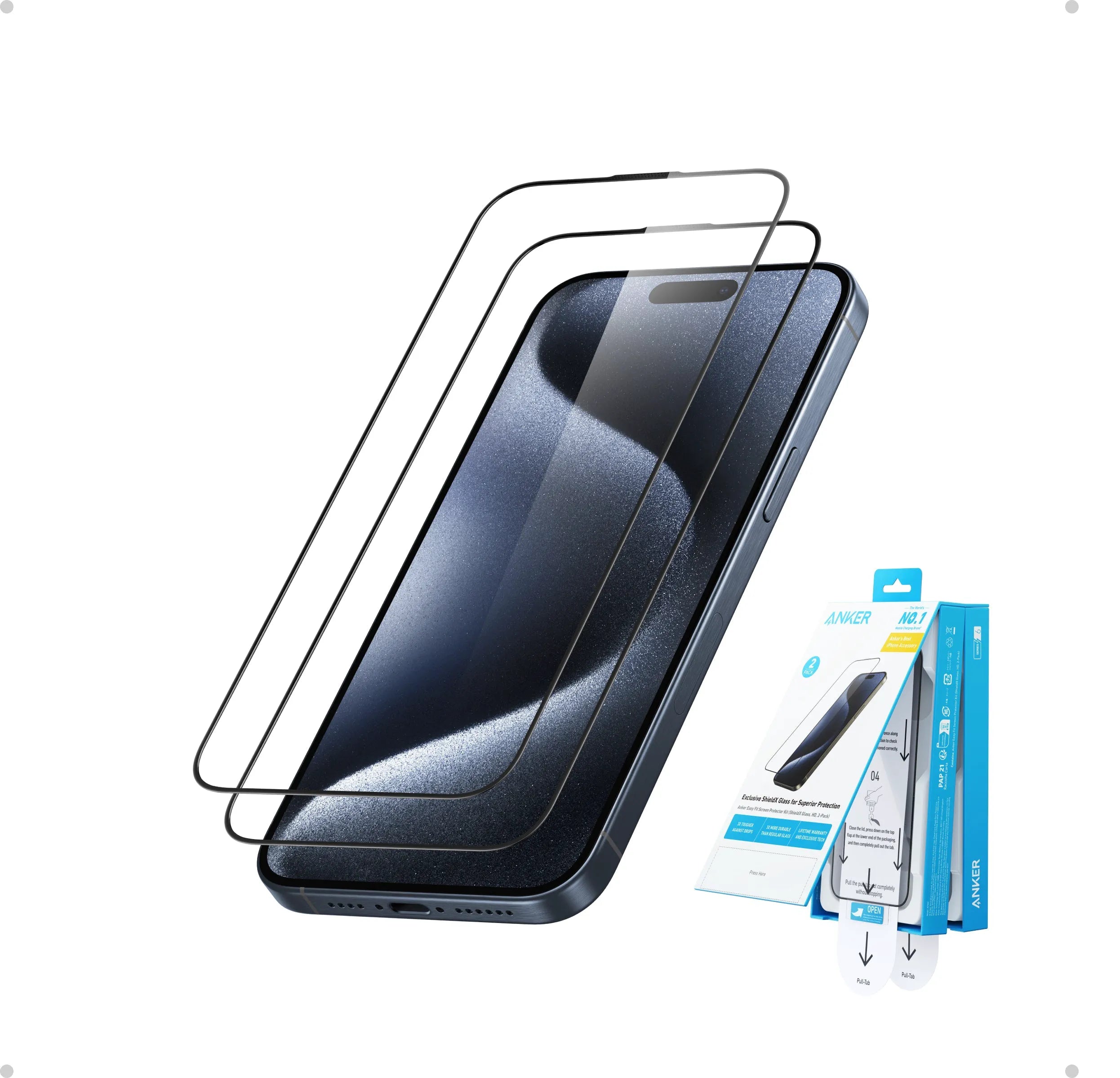 Anker Easy Fit Screen Protector (2-Pack) for iPhone 15 Pro Max