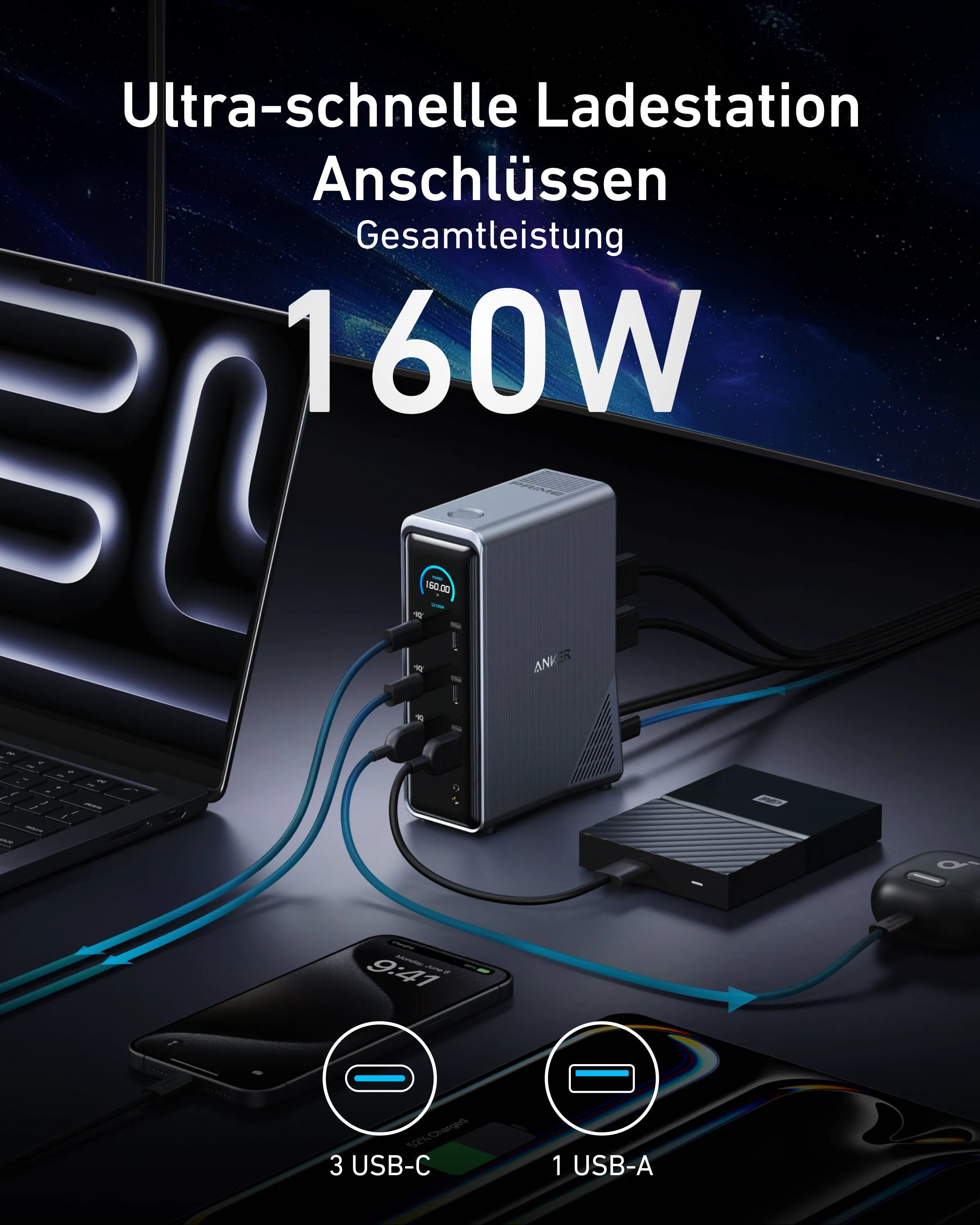 Anker Prime Charging Dock (14-in-1, Dual Display, 160W)