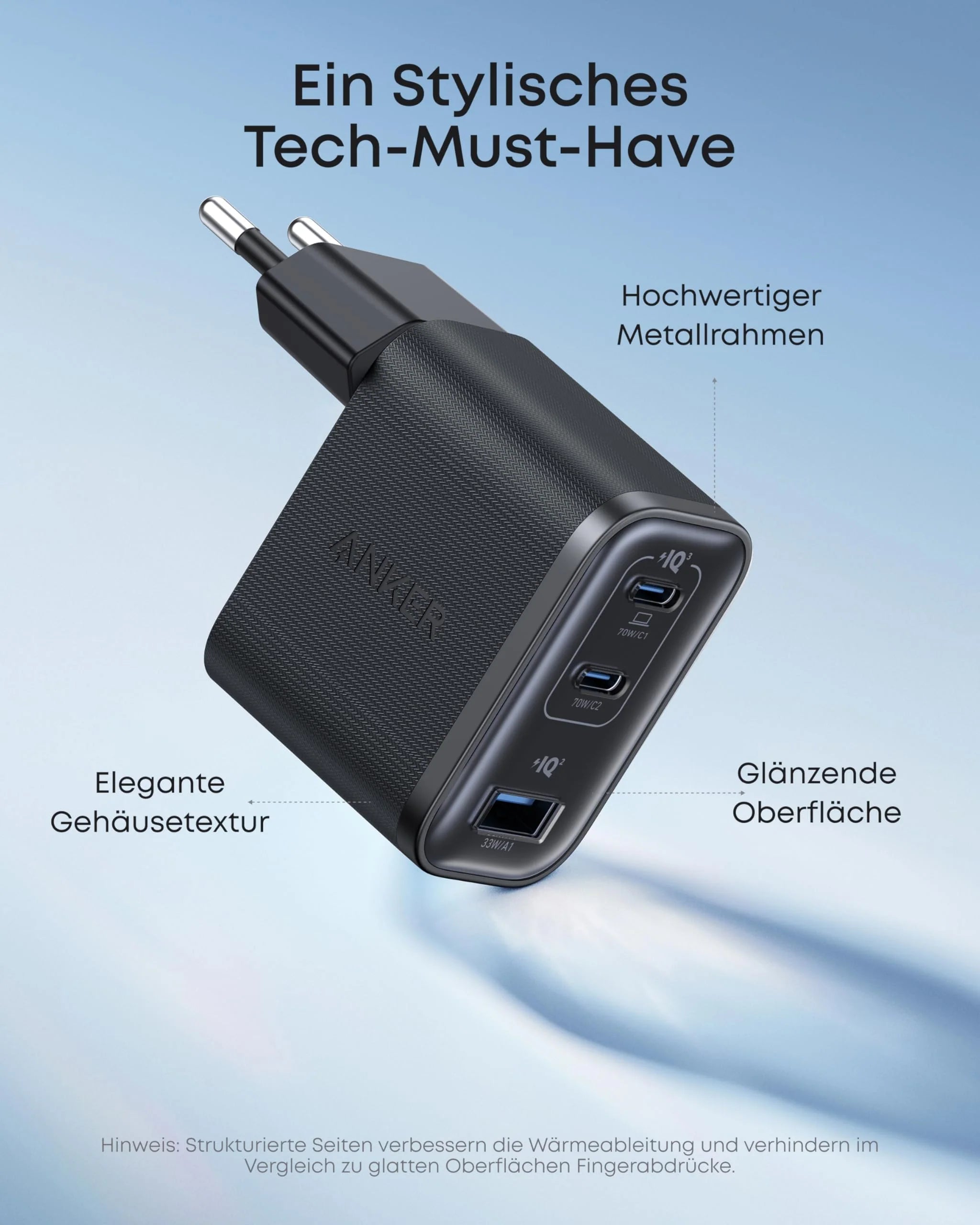 Anker Prime 160W GaNPrime 3-Port Charger + Anker Nano 70W 3-Port Charger + Anker Prime 240W USB-C to USB-C Cable (1.8m, Upcycled Braided)