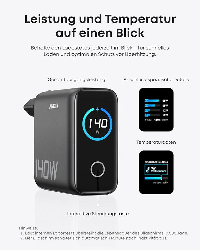 Anker 140W 4-Port USB-C Charger with PD 3.1 and Cable + Anker Nano 5-in-1 Travel Adapter (20W)