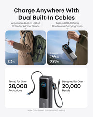Anker 25K 165W Laptop Power Bank with Built-In Retractable Cables