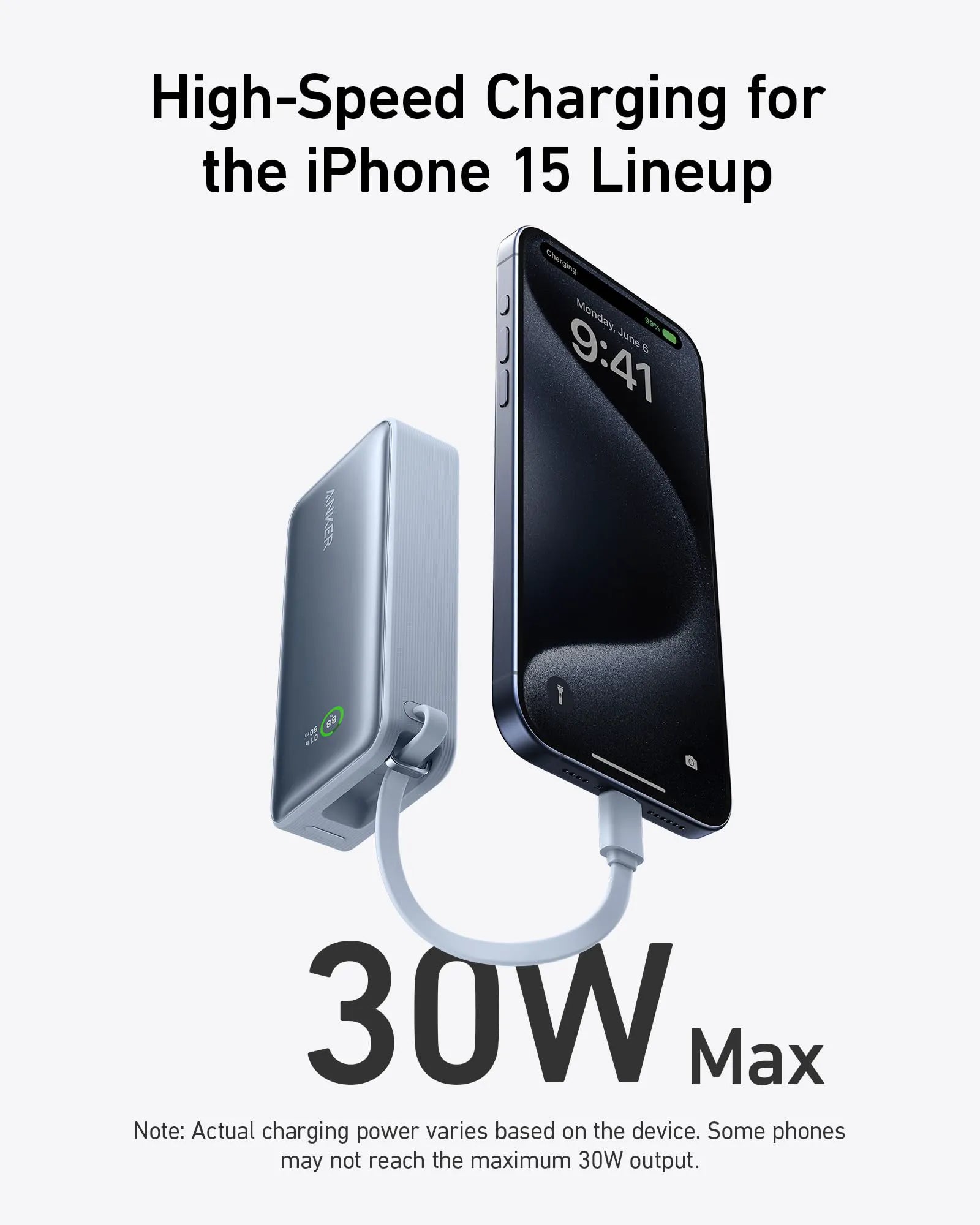 Anker Nano Power Bank 30W with Built-In USB-C Cable