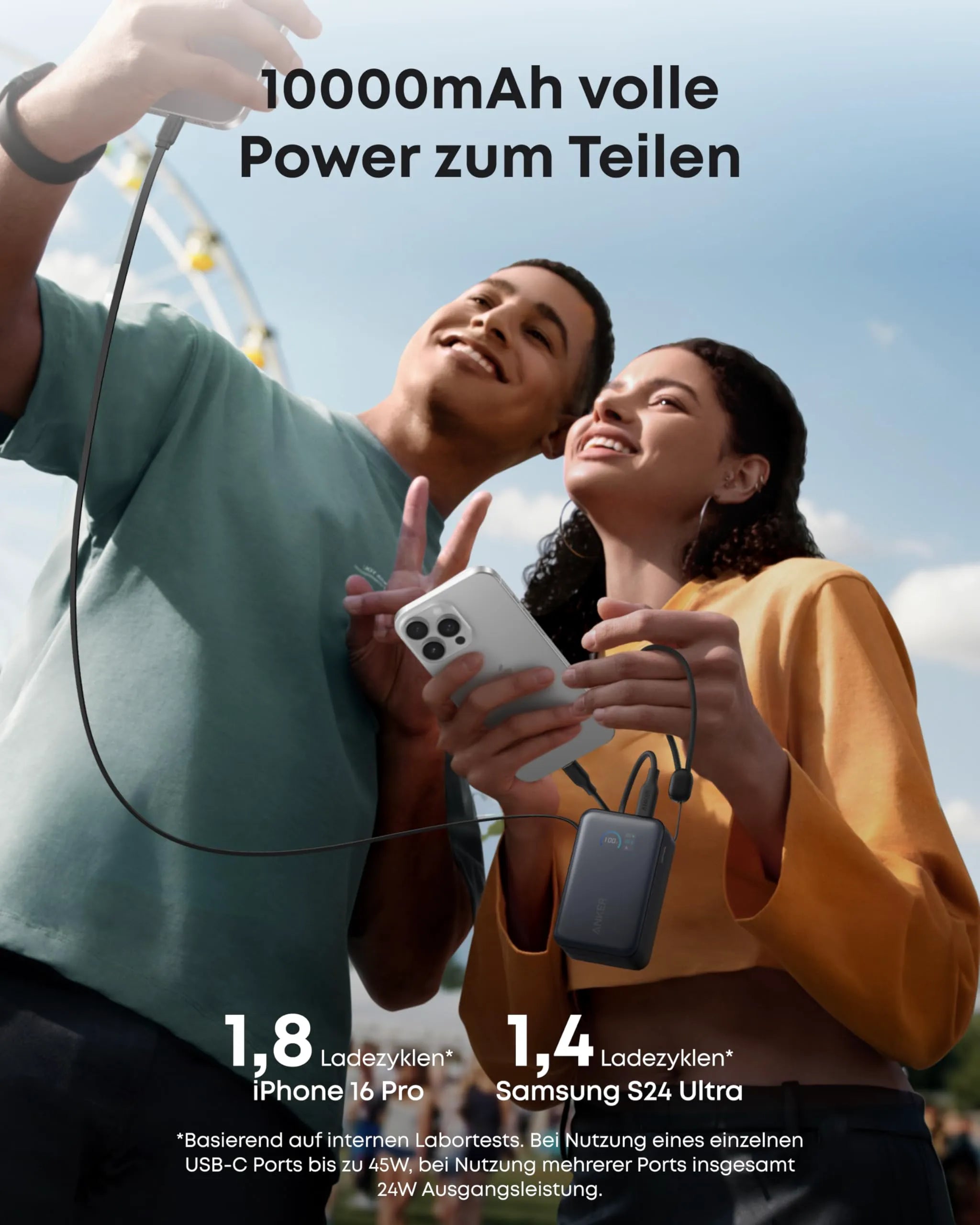 Anker 140W 4-Port USB-C Charger with PD 3.1 & Anker Nano 10K Power Bank with Built-in USB-C Cable