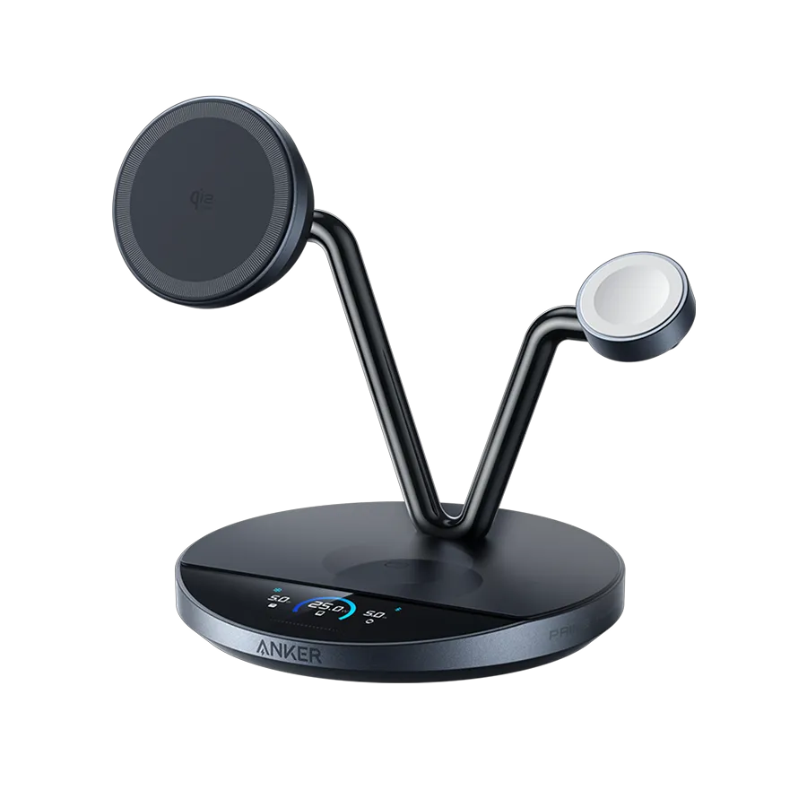 Anker Prime Wireless Charging Station (3-in-1 Stand) + Anker Charger (140W, 4-Port, PD 3.1) with USB-C Cable