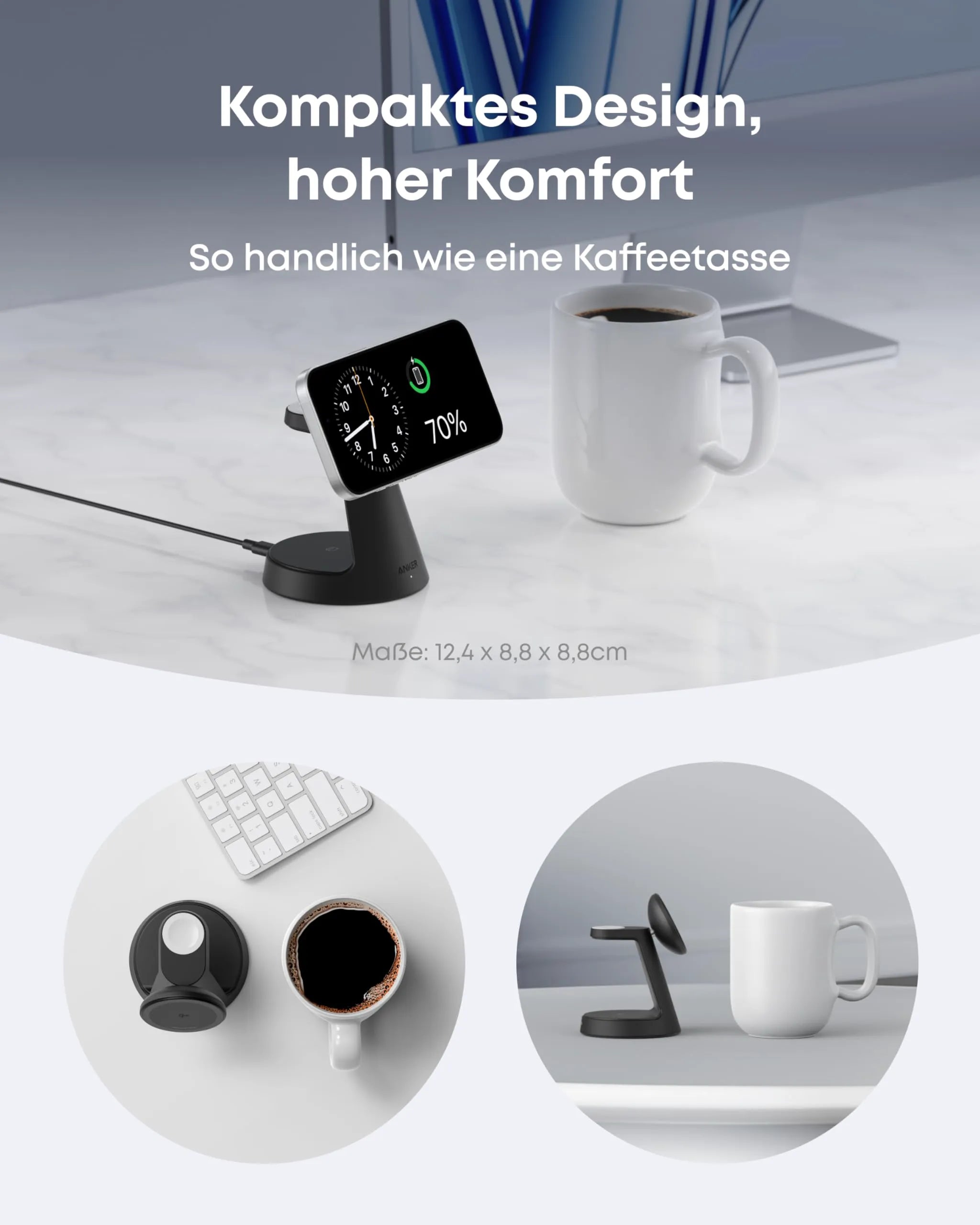 Anker Wireless Charging Station (3-in-1, Magnetic Stand)